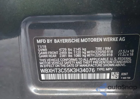 2019 BMW X1 xDrive28I z USA, uszkodzony, nr VIN WBXHT3C55K3H34076